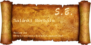 Salánki Borbála névjegykártya